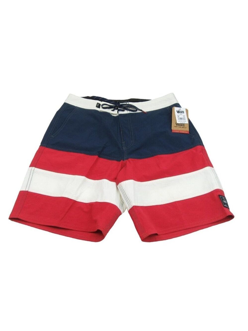 Vans Era USA Striped Panel Boardshort Swim Trunks Men's Size 30 NEW